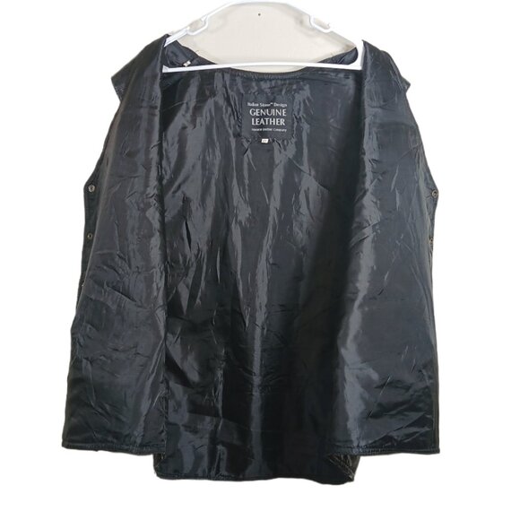 Navarre Leather Vest Mens 3XL Black Patchwork Stitch Biker Cowboy Moto 80s Rock - Picture 3 of 5